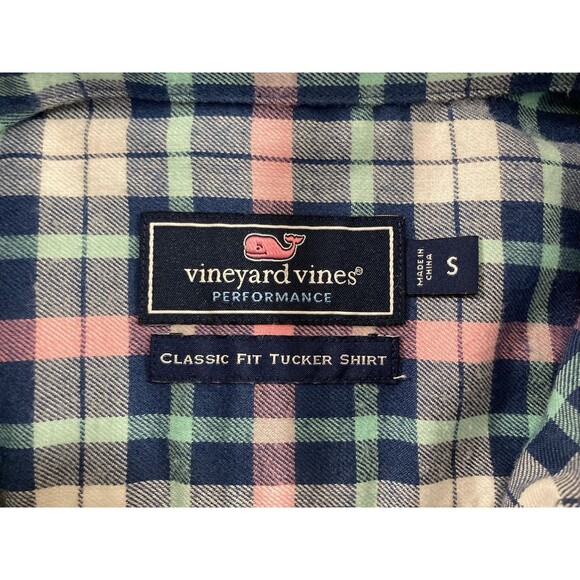 Vineyard Vines Mens S Tucker Shirt Blue Plaid Flannel Classic Fit Performance - Picture 7 of 10